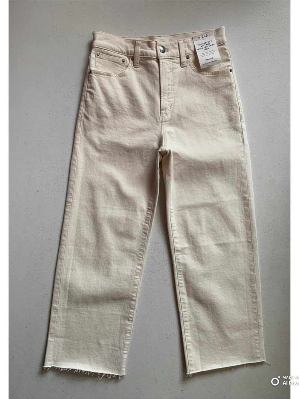 Madewell The SHORT Perfect Vintage Wide-Leg Crop Jean Size 26S NWT Cream Summer - Picture 3 of 17